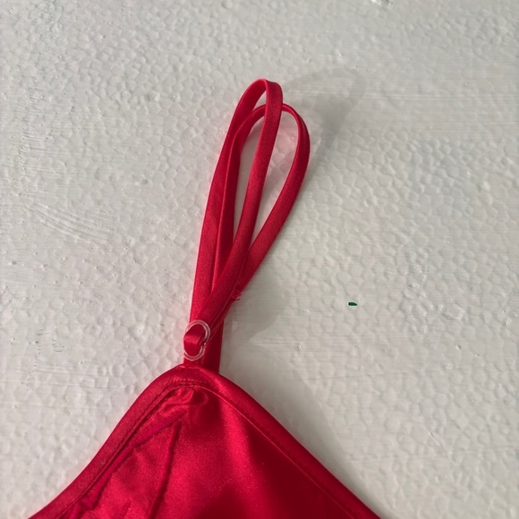 Vintage Linda for La Senza Lingerie Red Lace Floral Frilly Bodysuit Intimates - Picture 3 of 8